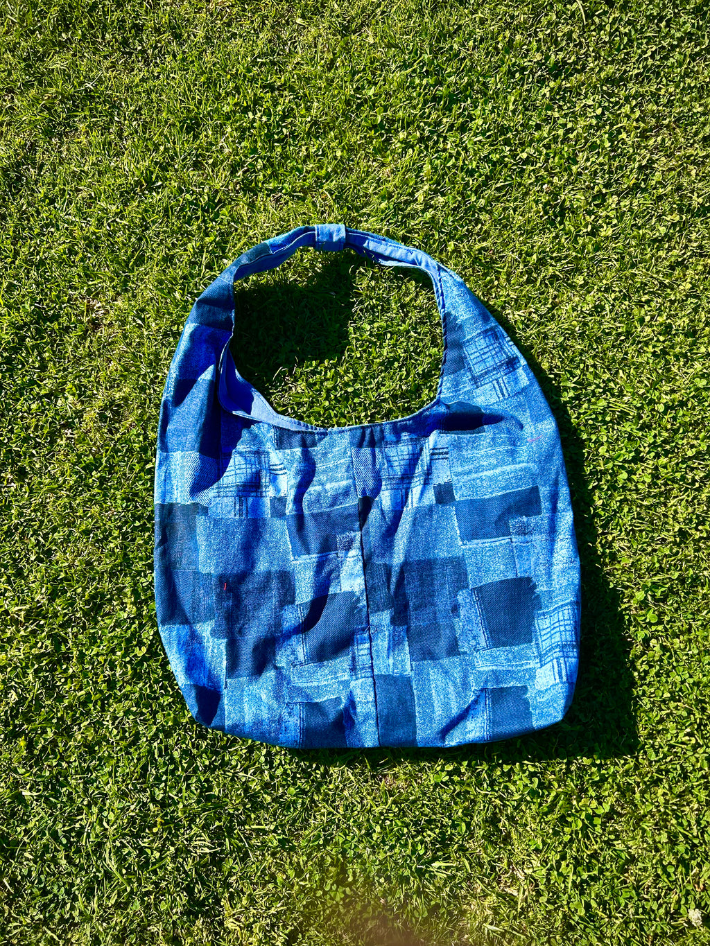 Faux Denim Boho Bag