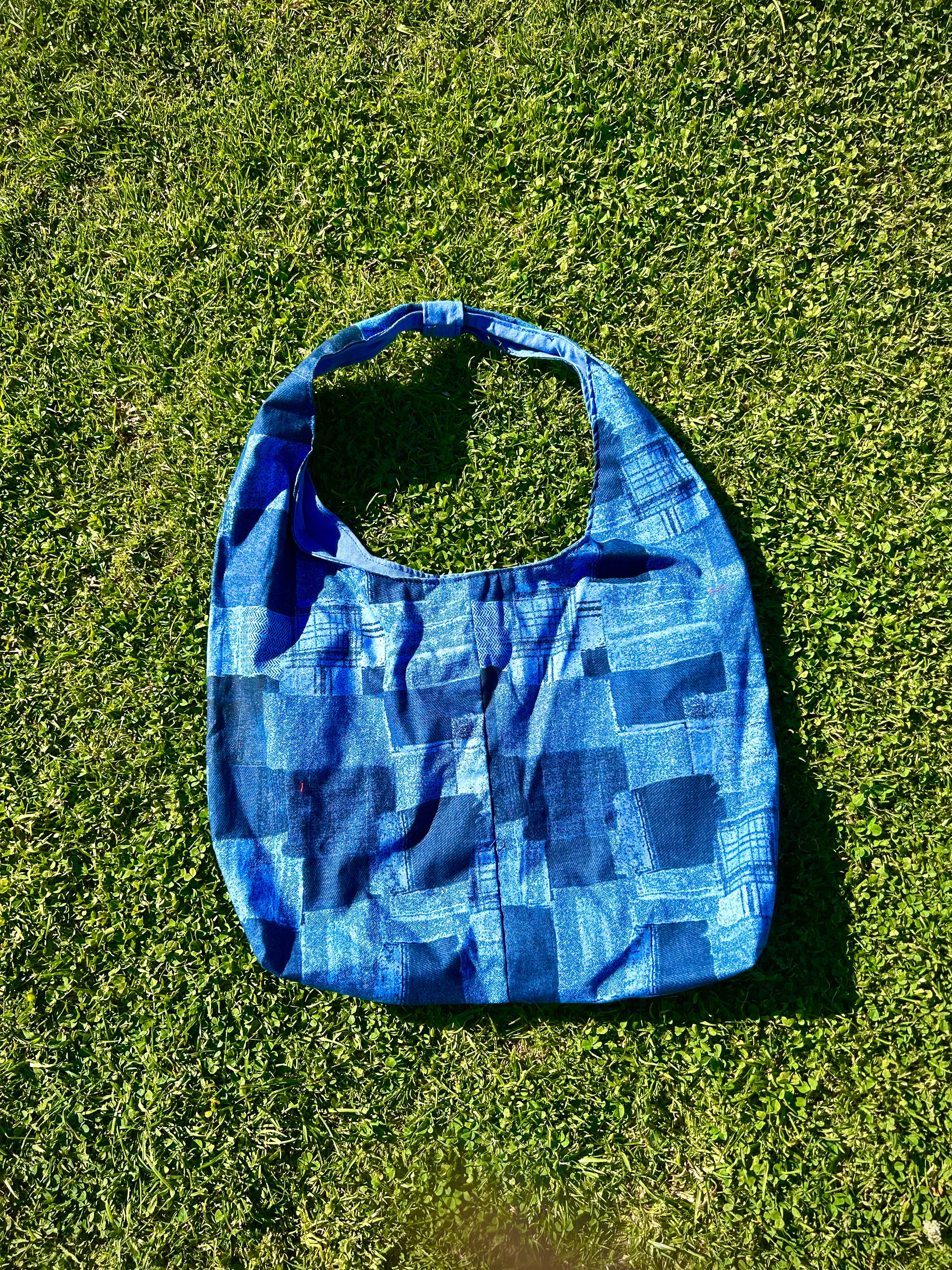 Faux Denim Boho Bag